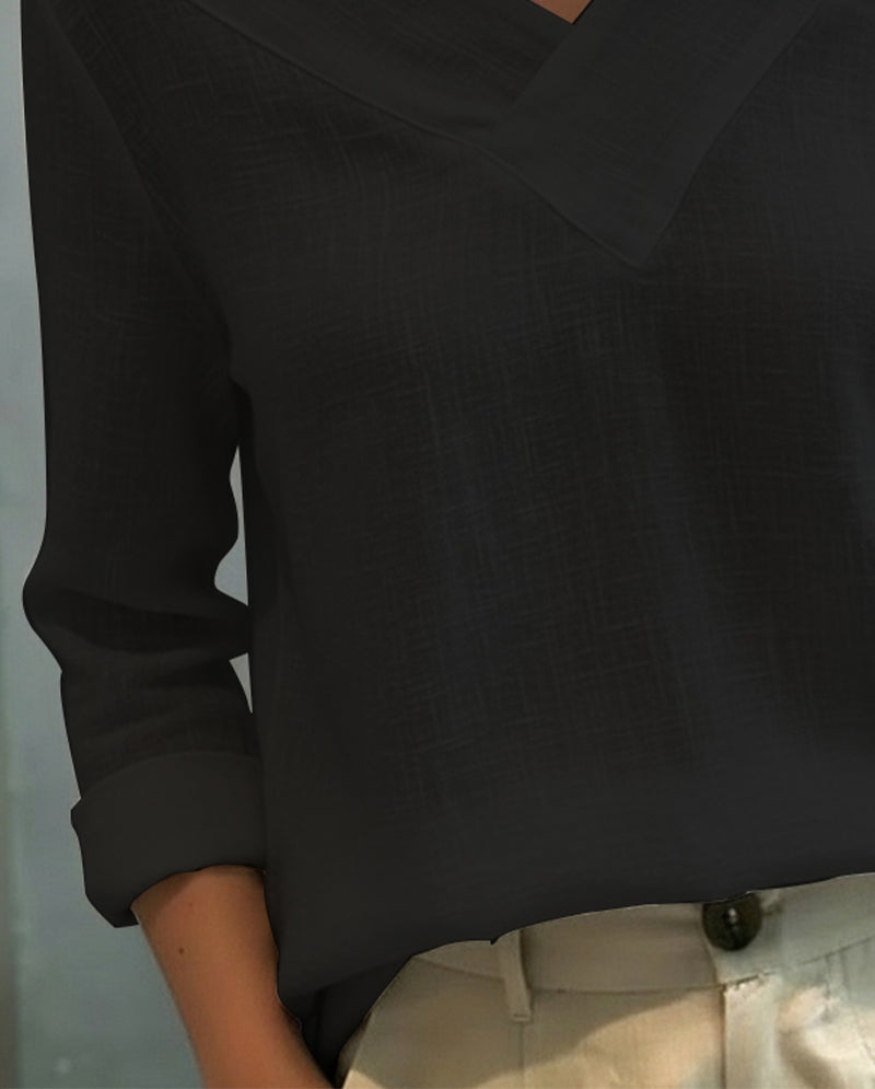 Stylish V-Neck Off-The-Shoulder Top