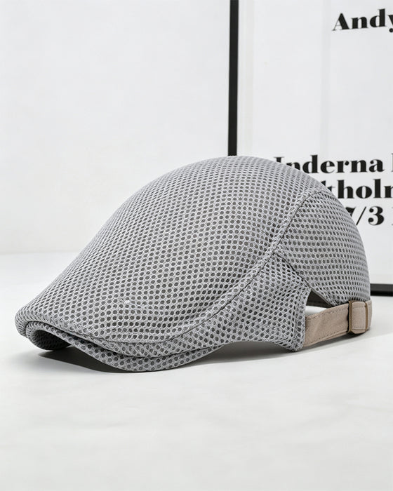 Men's Breathable Mesh Flat Cap - Adjustable Newsboy Ivy Beret Summer Hat