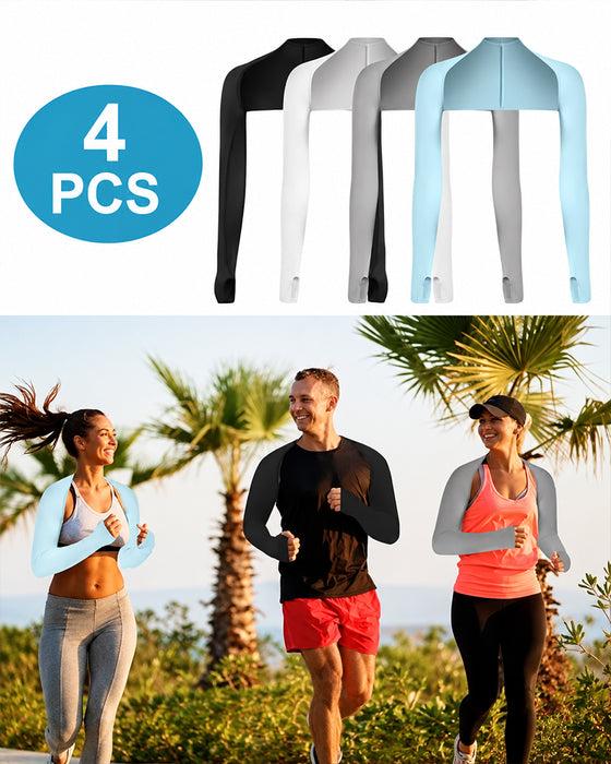Women's 4-Pack Cooling UV Protection Arm Sleeves with Thumb Holes