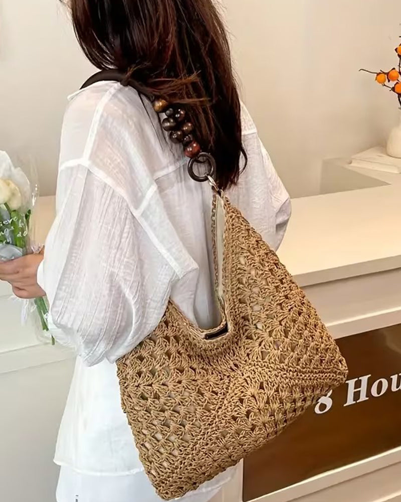 One Shoulder Straw Bag