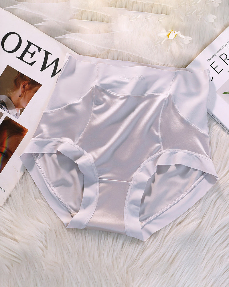 Women's High Waist Ice Silk Satin Seamless Sexy Hip Lift Tummy Control Panties