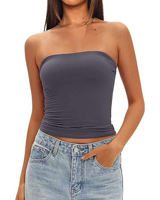 Strapless Cropped Fitted Tank Top