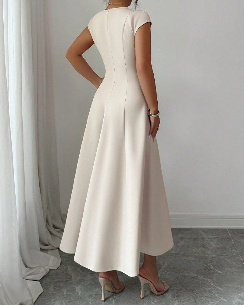 Square-Neck Short-Sleeve Dress