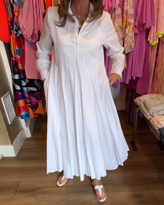 Solid color lapel casual dress