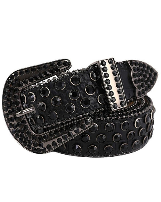 JASGOOD Women Men Rhinestones Belt,Bling Western Cowgirl Cowboy Studded Leather Belt Diamond Waist Belt for Jeans Pants