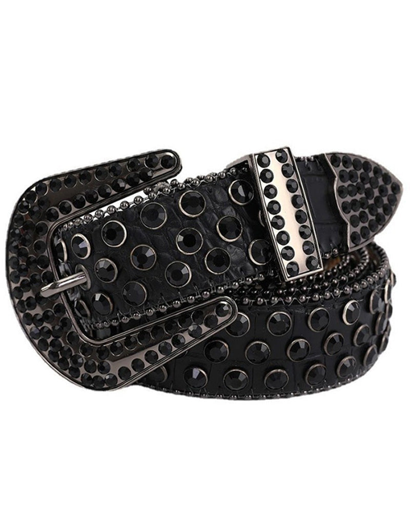 JASGOOD Women Men Rhinestones Belt,Bling Western Cowgirl Cowboy Studded Leather Belt Diamond Waist Belt for Jeans Pants