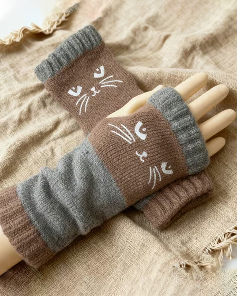Cat Fingerless Gloves