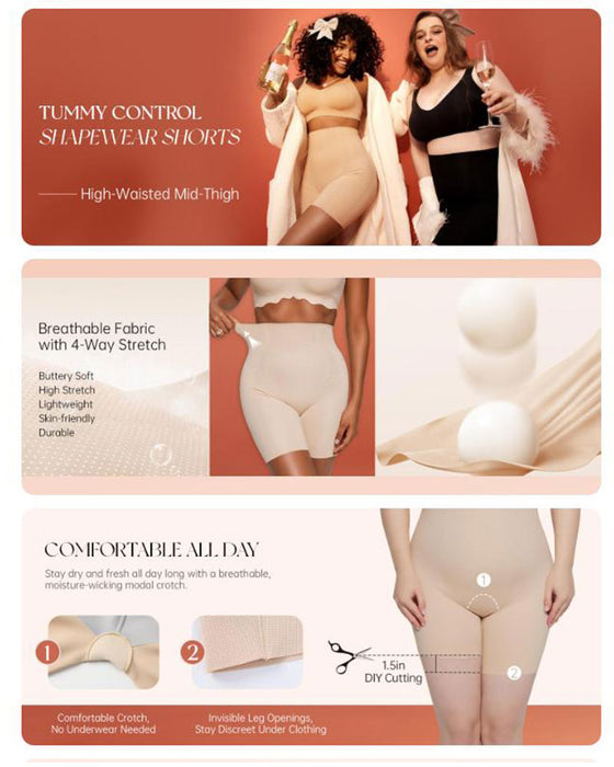 Tummy Control Shapewear Breathable Comfortable Shorts for Women Butt Lifting Body Shaper Shorts High Waisted Seamless Girdles Under Dress