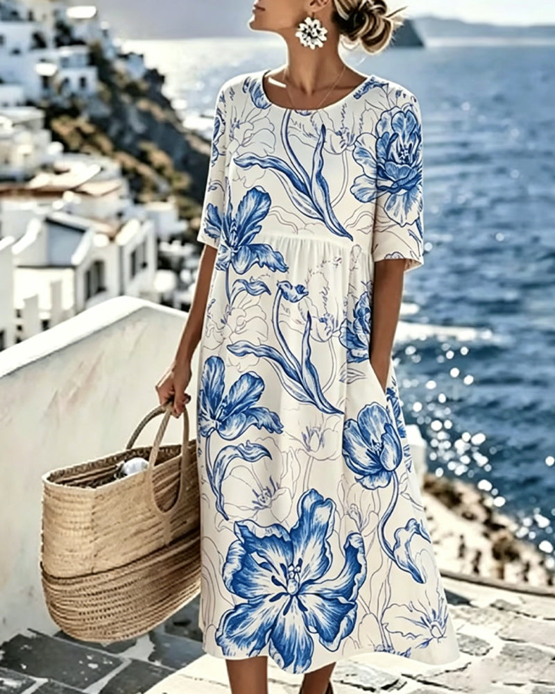 Half Sleeve Printed Dress