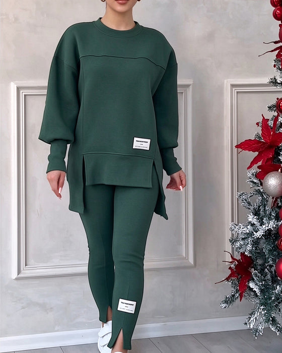 Printed Sweatshirt And Sweatpants Set