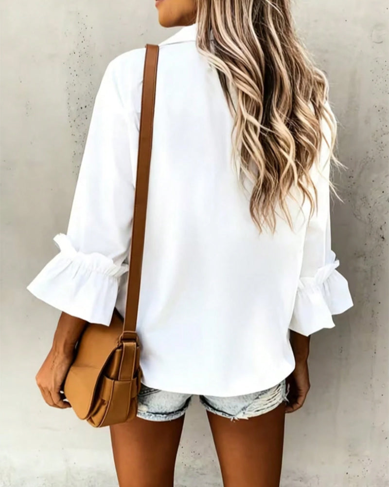 Solid Color Pocket Casual Shirt