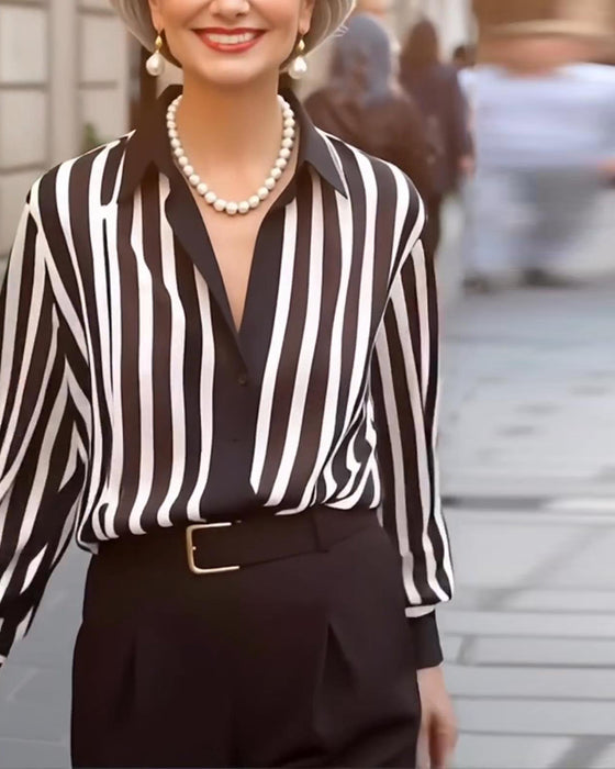 Striped Collared Blouse