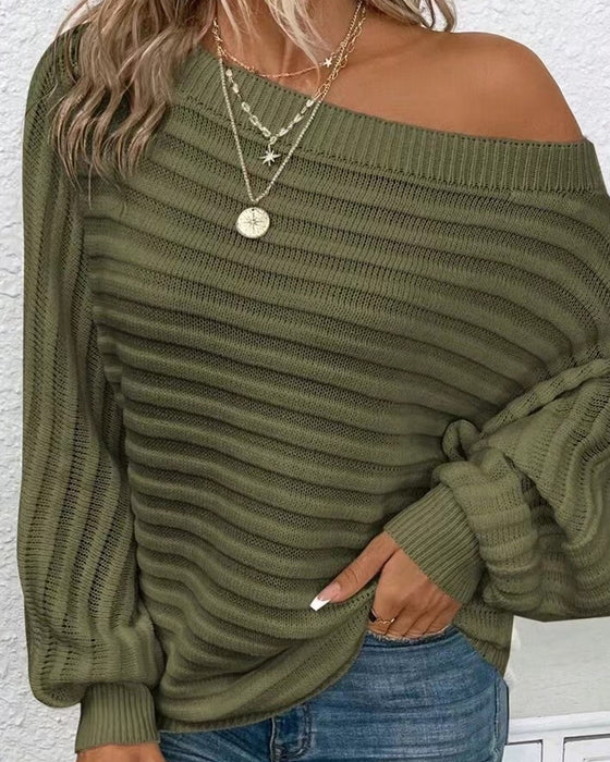 Solid color casual ribbed sweater
