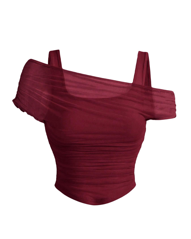 Mesh Ruffle Cami Blouse