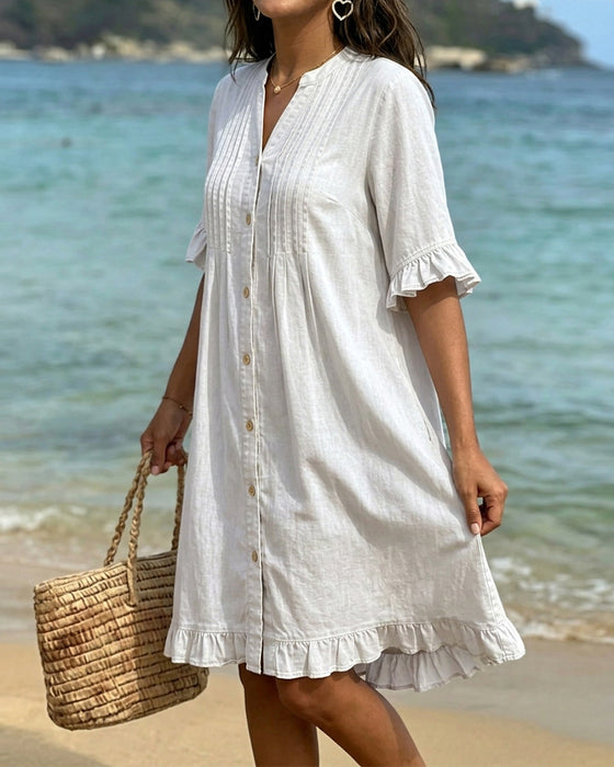 V-Neck Short-Sleeved Casual Dress
