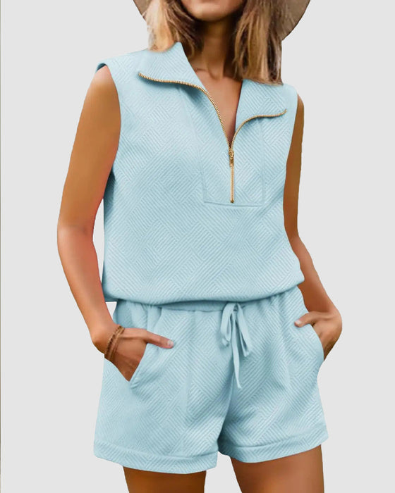 Half-Zip Top and Shorts Two-Piece Set