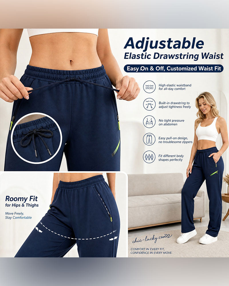 Zip Pocket Straight-Leg Pants