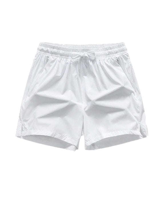 Men Elastic Waist Pocket Quick-Dry Ice Silk Sports Shorts