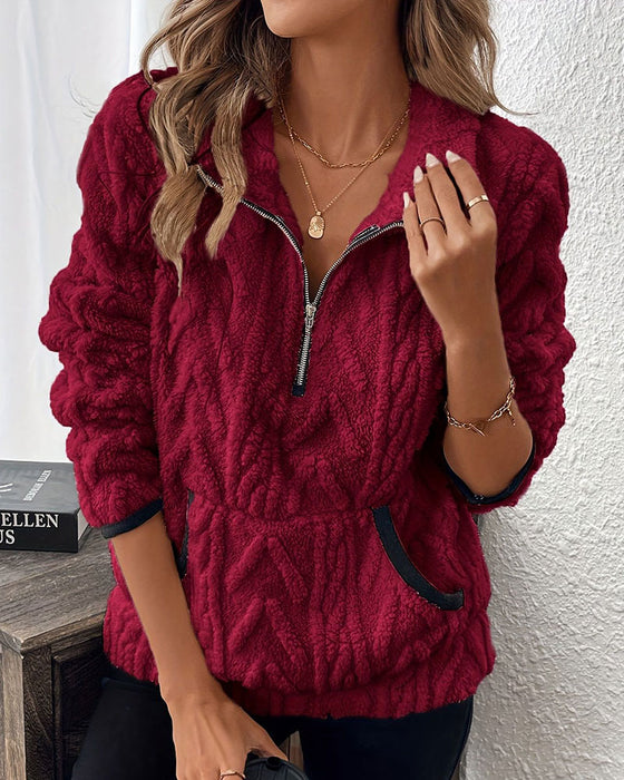 Half-Zip Fleece Big Pocket Sweatshirt