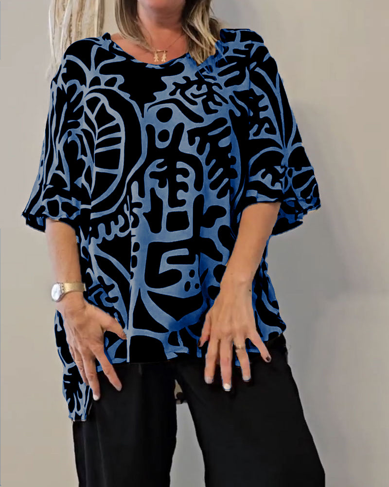 Abstract Botanical Print Loose Top