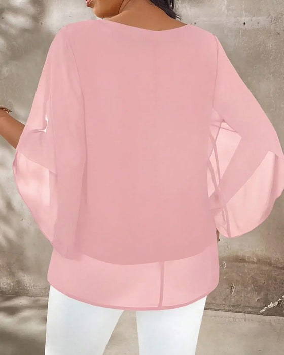 Crew Neck Irregular Solid Blouse