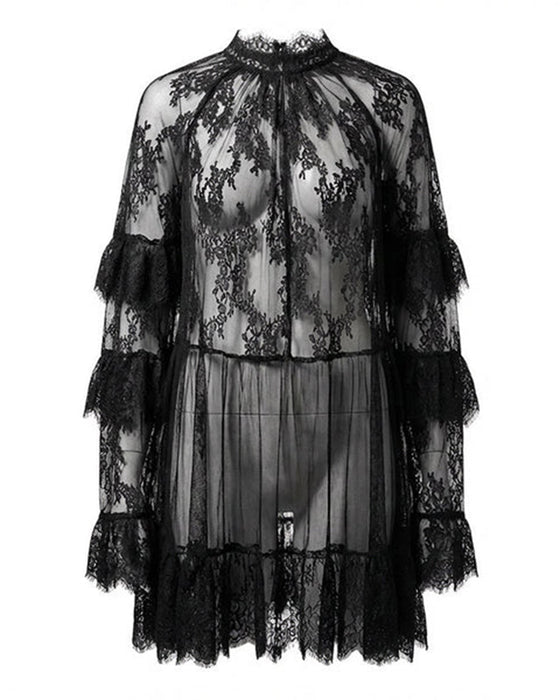 Elegant Hollow-Out Lace Dress