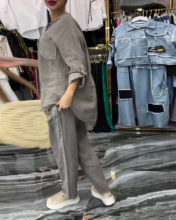 Stand Collar Pocket Casual Suit