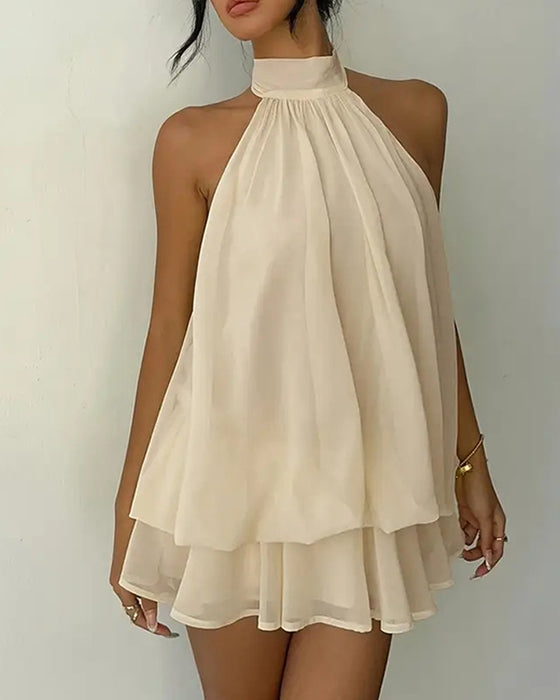 Halter Neck Chiffon Mini Dress
