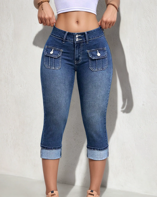 Casual Pocket Cropped Jeans