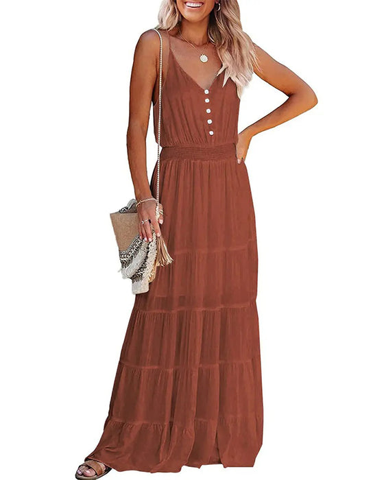 Tiered Cake Spaghetti Strap Maxi Dress