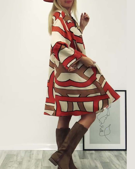 Round neck printed dress