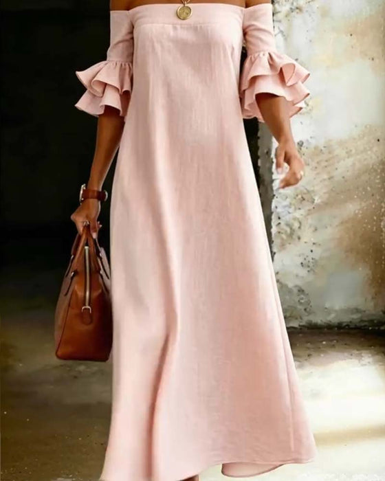 One Shoulder Ruffled Long Dress
