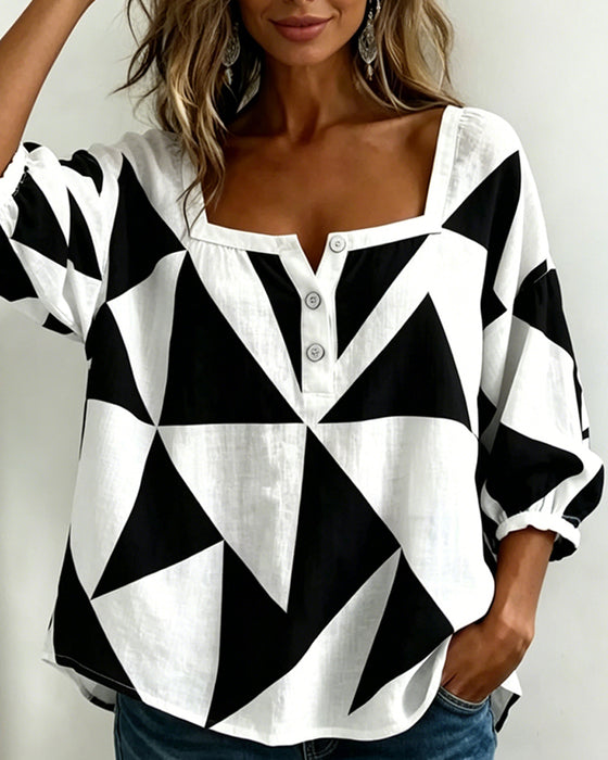 Casual Geometric Print Blouse