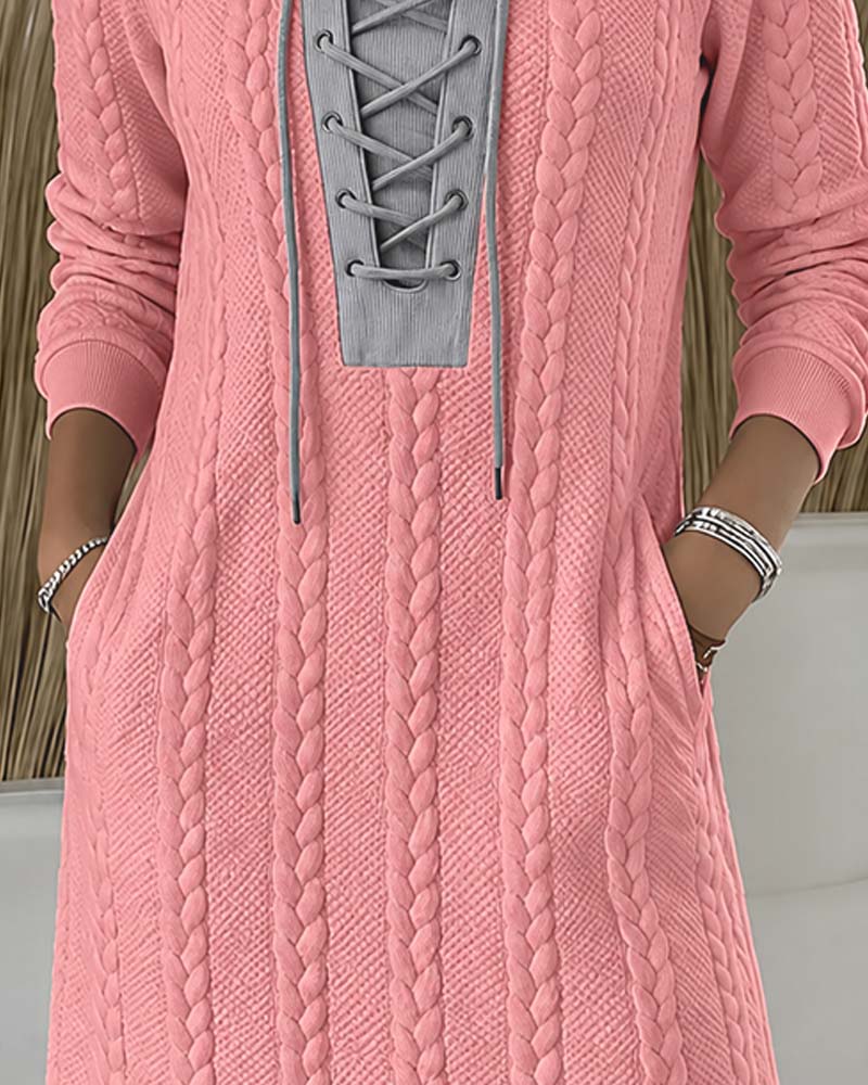 Tie Fashion Color Block Dress