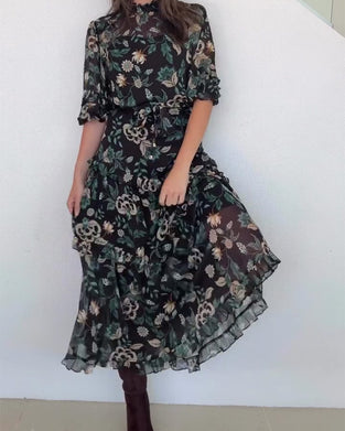 Vintage Floral Puff Sleeve Dress