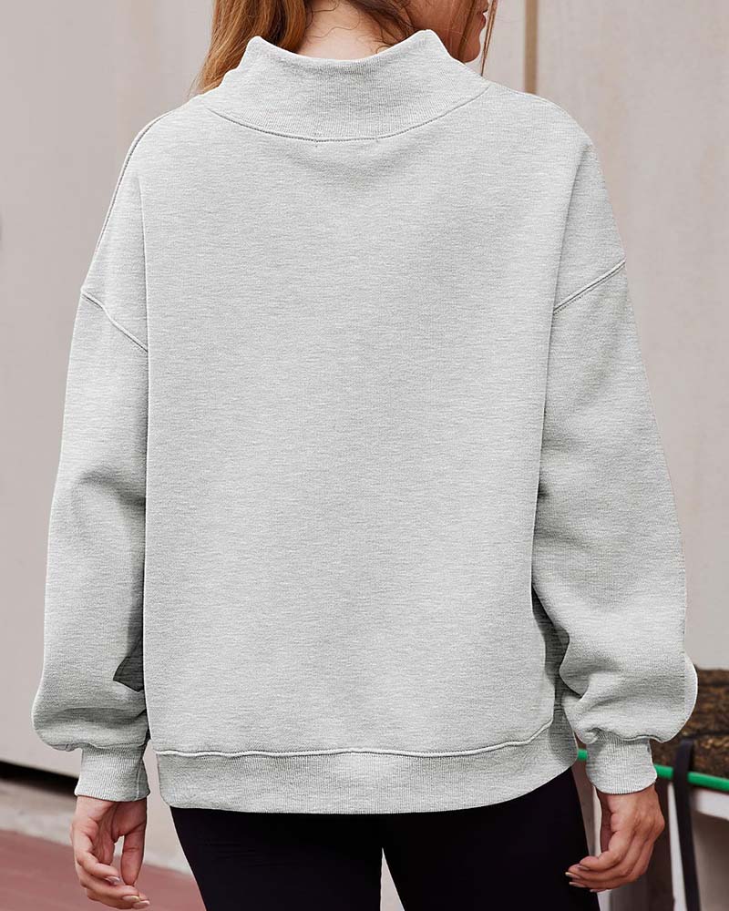 Drop Shoulder Solid Long Sleeve Sweatshirt