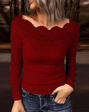 Solid Color Long-Sleeved Base Layer Top