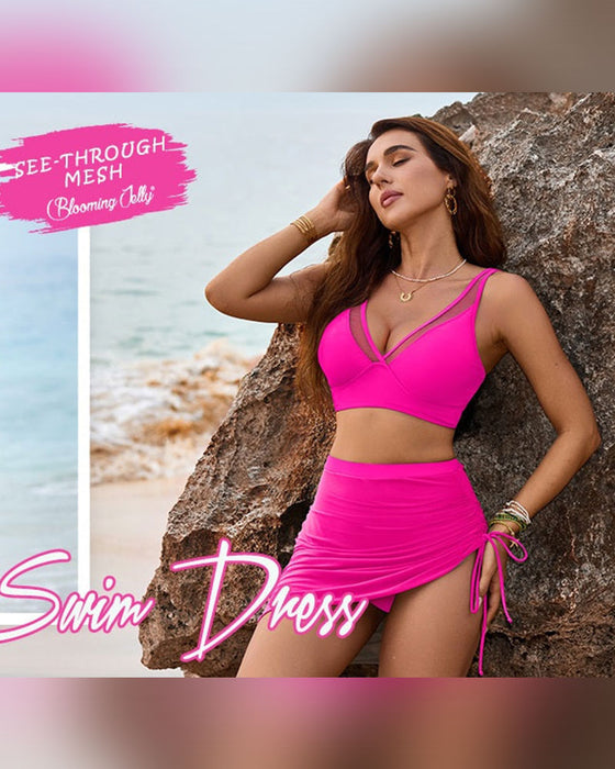 Swim Skirt High Waisted Bikini