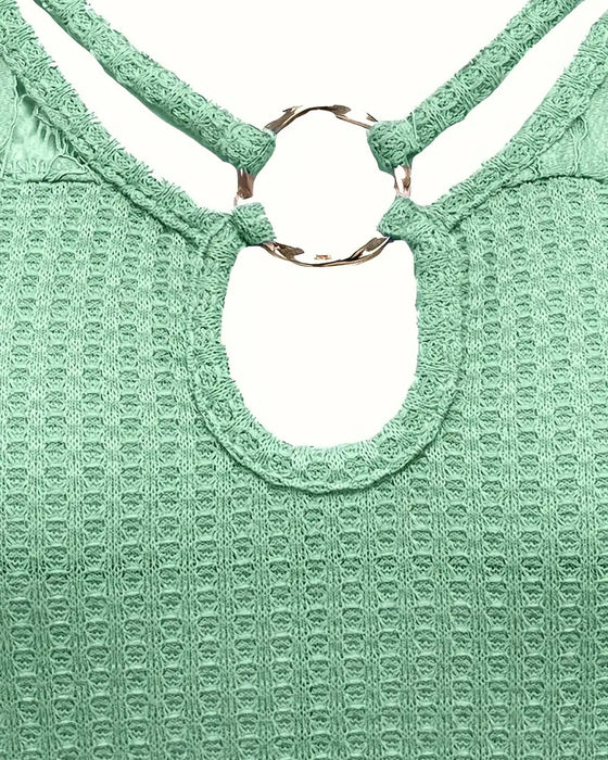 Lace Panel Knitted T-Shirt