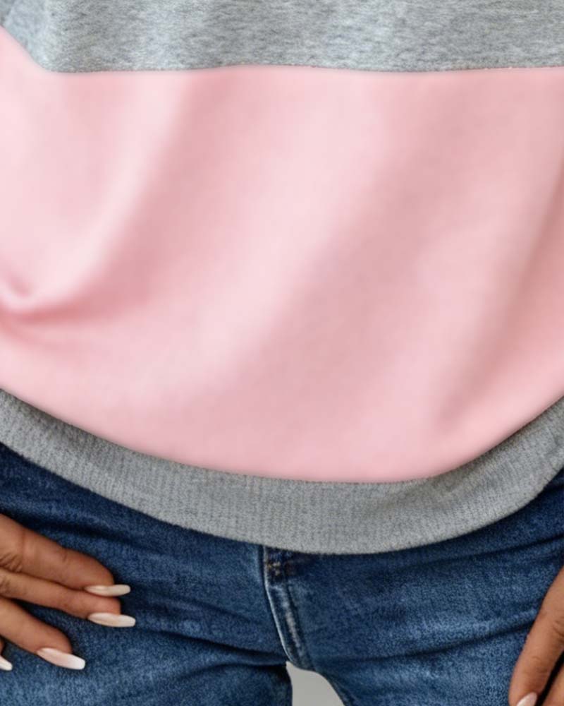 Long-Sleeved Half-Zip Color-Blocked Sweatshirt