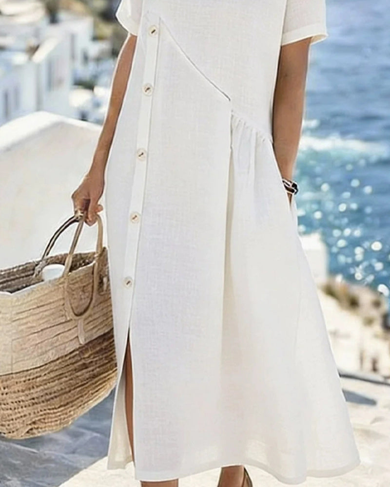 Button Decor Casual Dress