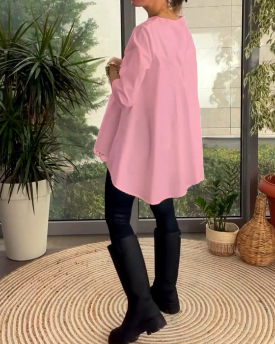 Solid color commuting top