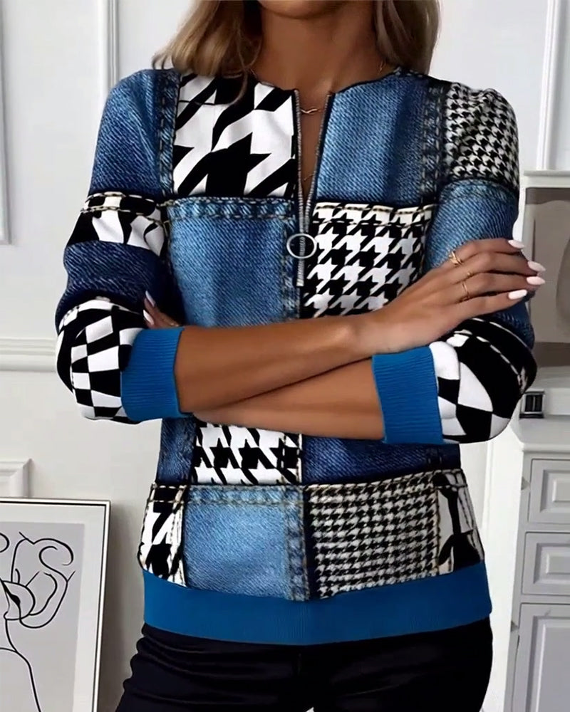 Printed Fashion Half-Zip Sweatshirt