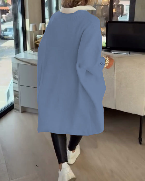 V-Neck Buttoned Asymmetrical Jumper