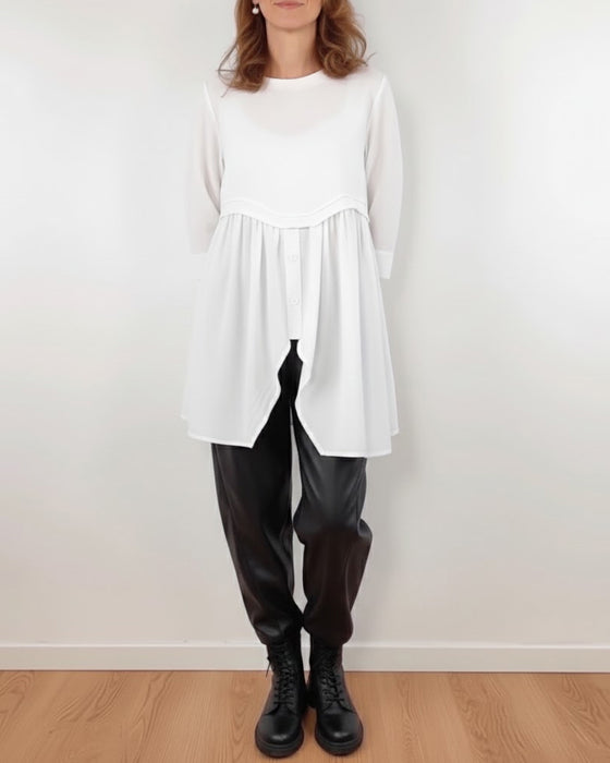 Irregular A-Line Pleated Blouse