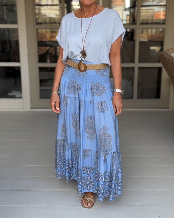 Round neck solid color loose T-shirt