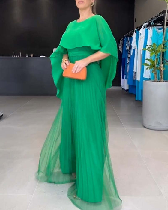 Round Neck A Line Maxi Dress