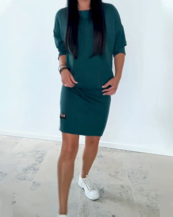 Long-Sleeved Casual Hip Dress