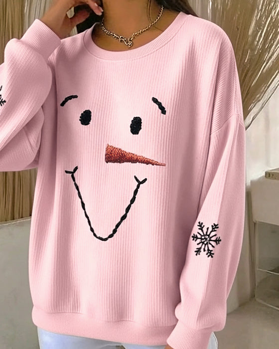 Snowman Printed Round-Neck Sweatshirt