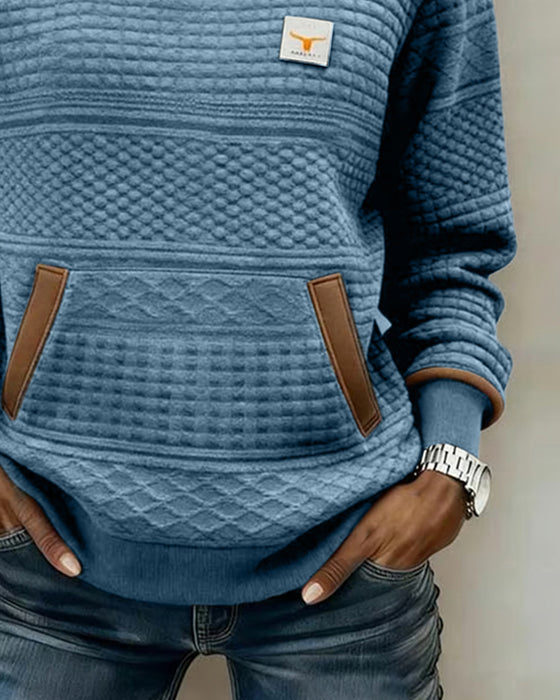 Crew Neck Color-Blocked Sweatshirt